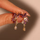 14K Real Gold Plated Purple Gem Butterfly Earrings