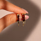 18K Gold Vermeil Red Gem Flame Earrings