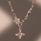 18K Rose Gold Plated Diamond Cross Necklace