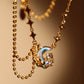 18K Real Gold Plated Diamond Moonstone Moon Necklace