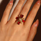 18K Gold Stainless Steel Red Cross Pearl Ring