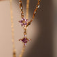 18K Real Gold Plated Purple Diamond Cross Necklace
