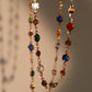Gold Plated Color Gem Layering Long Necklace (Waist Chain)