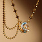 18K Real Gold Plated Diamond Moonstone Moon Necklace