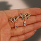 14K Real Gold Plated Blue Gem Butterfly Diamond Earrings