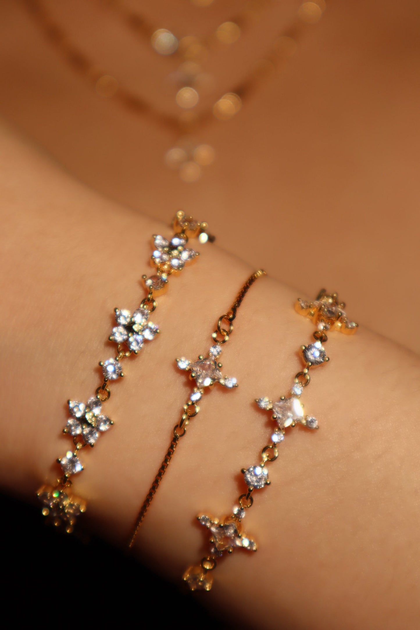 18K Real Gold Plated Diamond Cross Pendant Bracelet