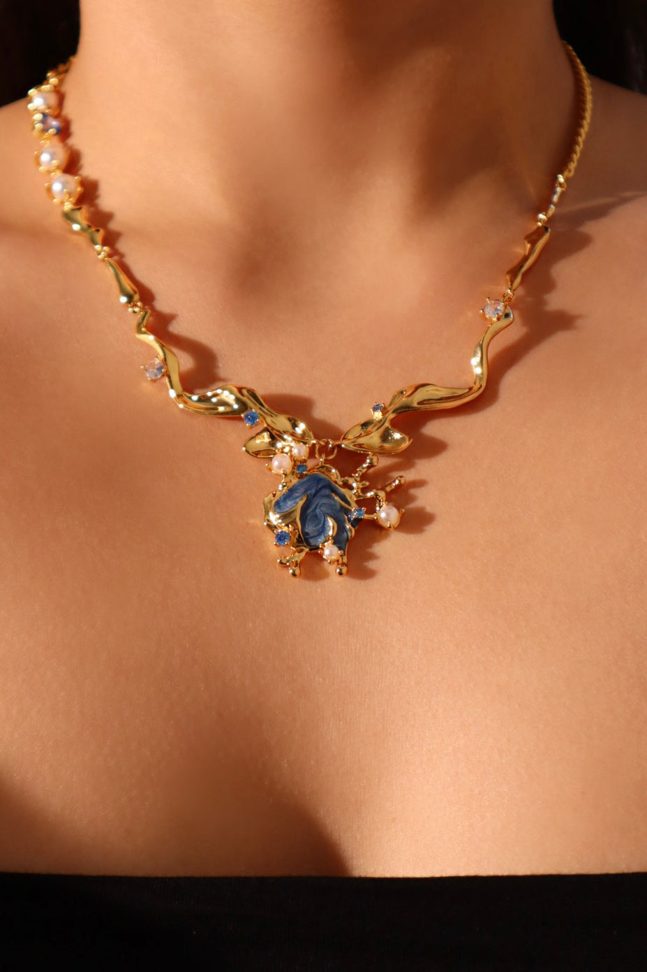 18K Real Gold Plated Blue Shell Necklace