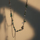 Platinum Plated Green Gem Rose Necklace