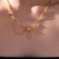 18K Real Gold Plated Pink Lavender Gem Dangle Necklace