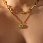 18K Real Gold Plated Heart Waves Layer Necklace