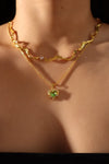 18K Real Gold Plated Heart Waves Layer Necklace