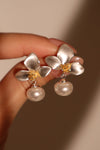 Mix Metal White Orchid Earrings