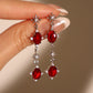 Red Gem Pole Star Earrings