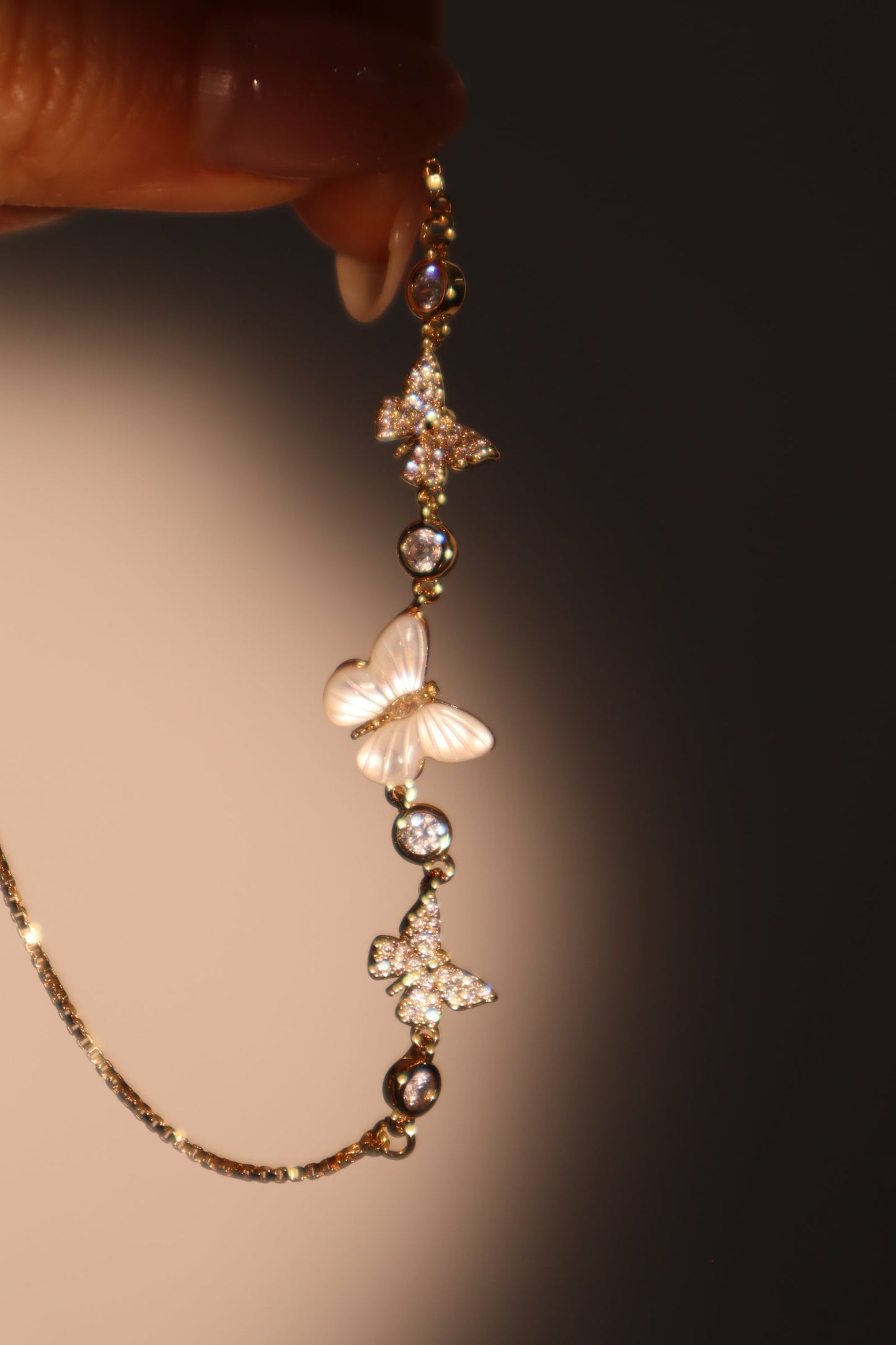 14K Real Gold Plated Natural Shell Butterfly Bracelet