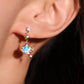 14K Real Gold Plated Blue Gem Moon Star Earrings