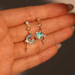 14K Real Gold Plated Blue Gem Moon Star Earrings