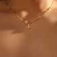 18K Real Gold Plated Pink Diamond Cross Necklace