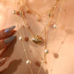 18K Real Gold Plated Shell Starfish Pearls Layer Necklace