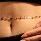 Gold Plated Color Gem Layering Long Necklace (Waist Chain)