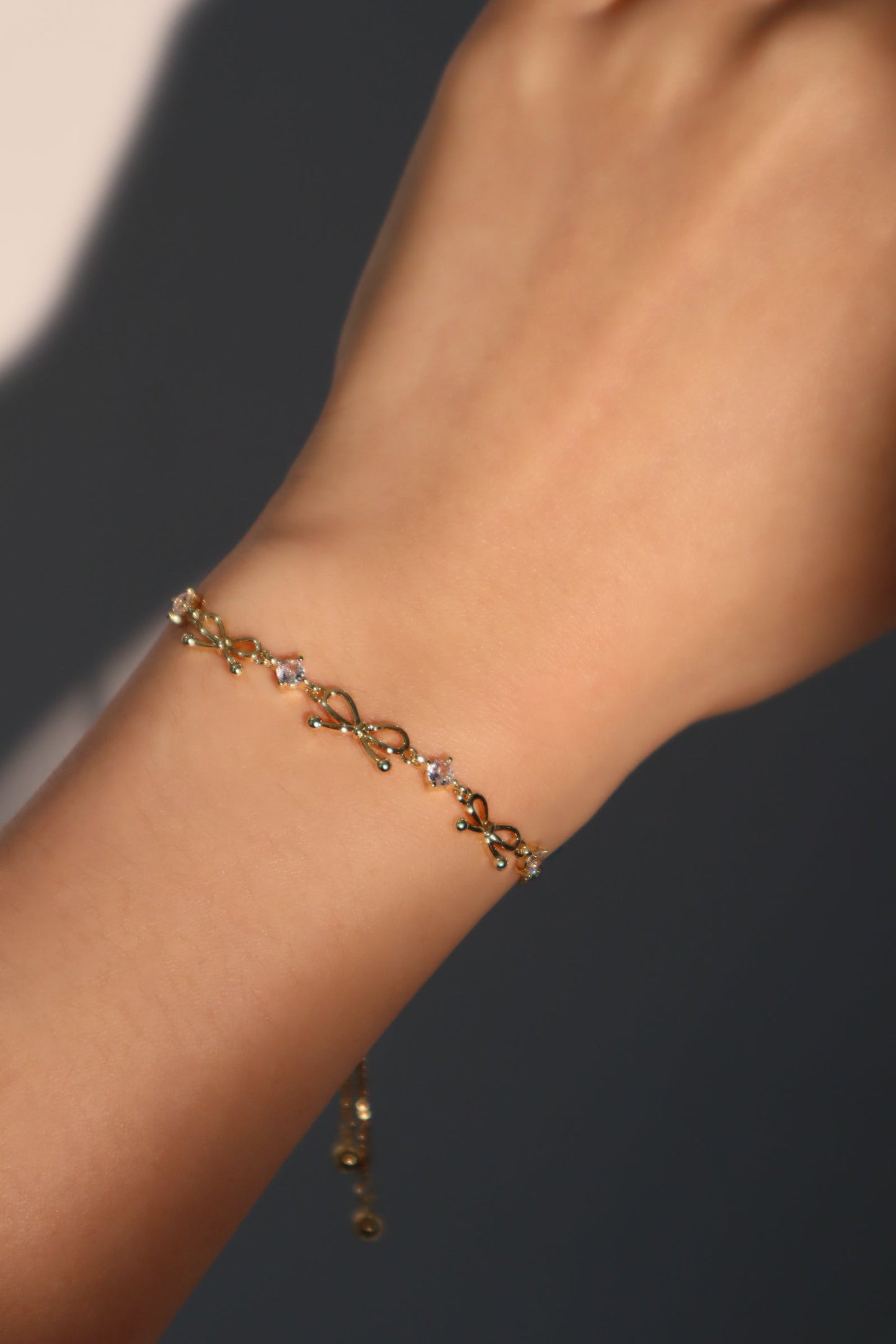 18K Real Gold Plated Multi Diamond Bowknot Bracelet