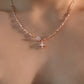 18K Rose Gold Plated Diamond Cross Necklace