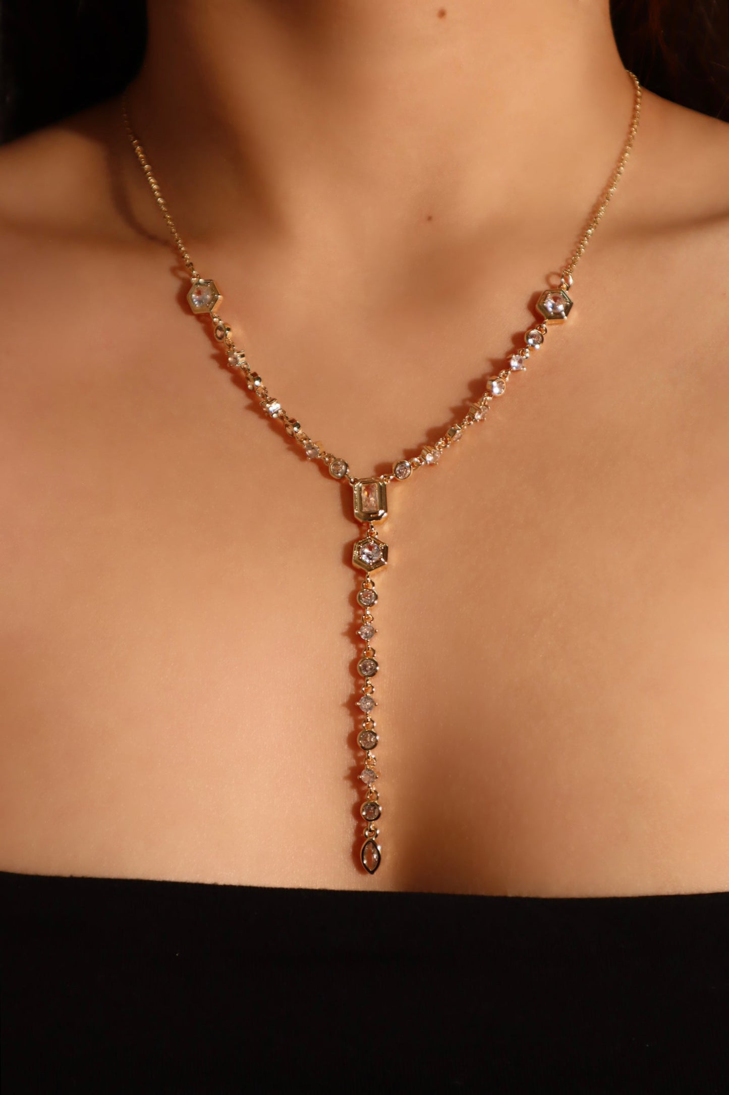 14K Real Gold Plated Diamond Chain Necklace