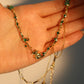 18K Real Gold Plated Green Gem Rose Necklace
