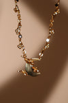 18K Real Gold Plated Black Shell Moon Necklace