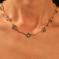 18K Real Gold Plated Multi Deep Blue Moonstones Necklace