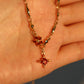 18K Real Gold Plated Garnet Diamond Cross Necklace