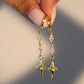 24K Real Gold Plated Star Dangle Earrings
