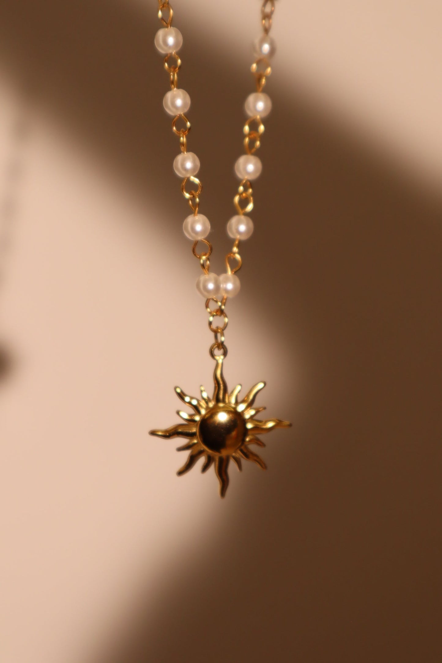 18K Gold Stainless Steel Pearl Sun Necklace
