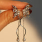 Diamonds Butterfly Pearls Dangle Earrings