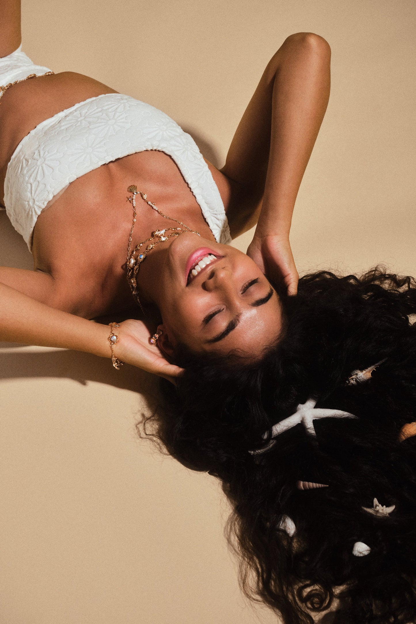 18K Real Gold Plated Multi Moonstone Shell Necklace