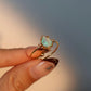 18K Gold Stainless Steel Blue Opal Water Droplets Ring