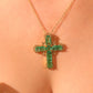 Gold Plated Green Cross Necklace