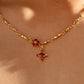 18K Real Gold Plated Garnet Diamond Cross Necklace