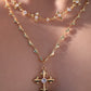 18K Real Gold Plated Diamond Cross of Hearts Necklace