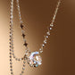 Platinum Plated Diamond Moonstone Moon Necklace