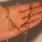 18K Real Gold Plated Jade Pearls Chain Necklace