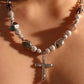 Glowing Pearl Cross Necklace