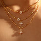 18K Real Gold Plated Diamond Cross Pendant Necklace