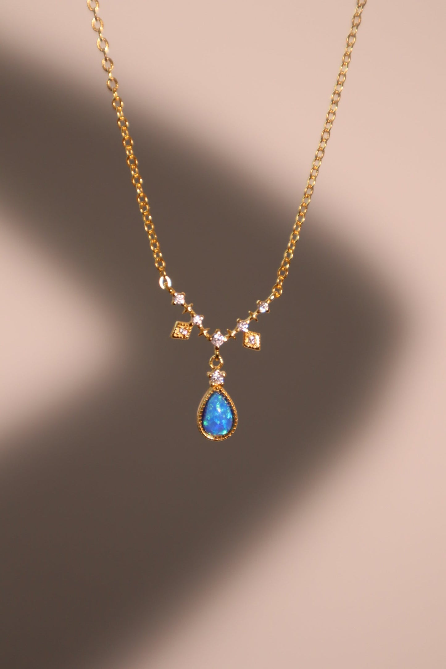 24K Gold Vermeil Blue Opal Droplet Necklace