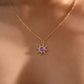 14K Real Gold Plated Purple Opal Sun Necklace