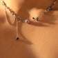Platinum Plated Green Gem Rose Necklace