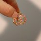 14K Real Gold Plated Pink Opal Hoop Earrings