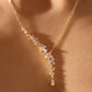 14K Real Gold Plated Diamond Leaf Necklace