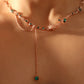 18K Rose Gold Plated Green Gem Rose Necklace