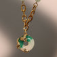 18K Real Gold Plated Jade Dragon Necklace  (EARRINGS INCLUDED)