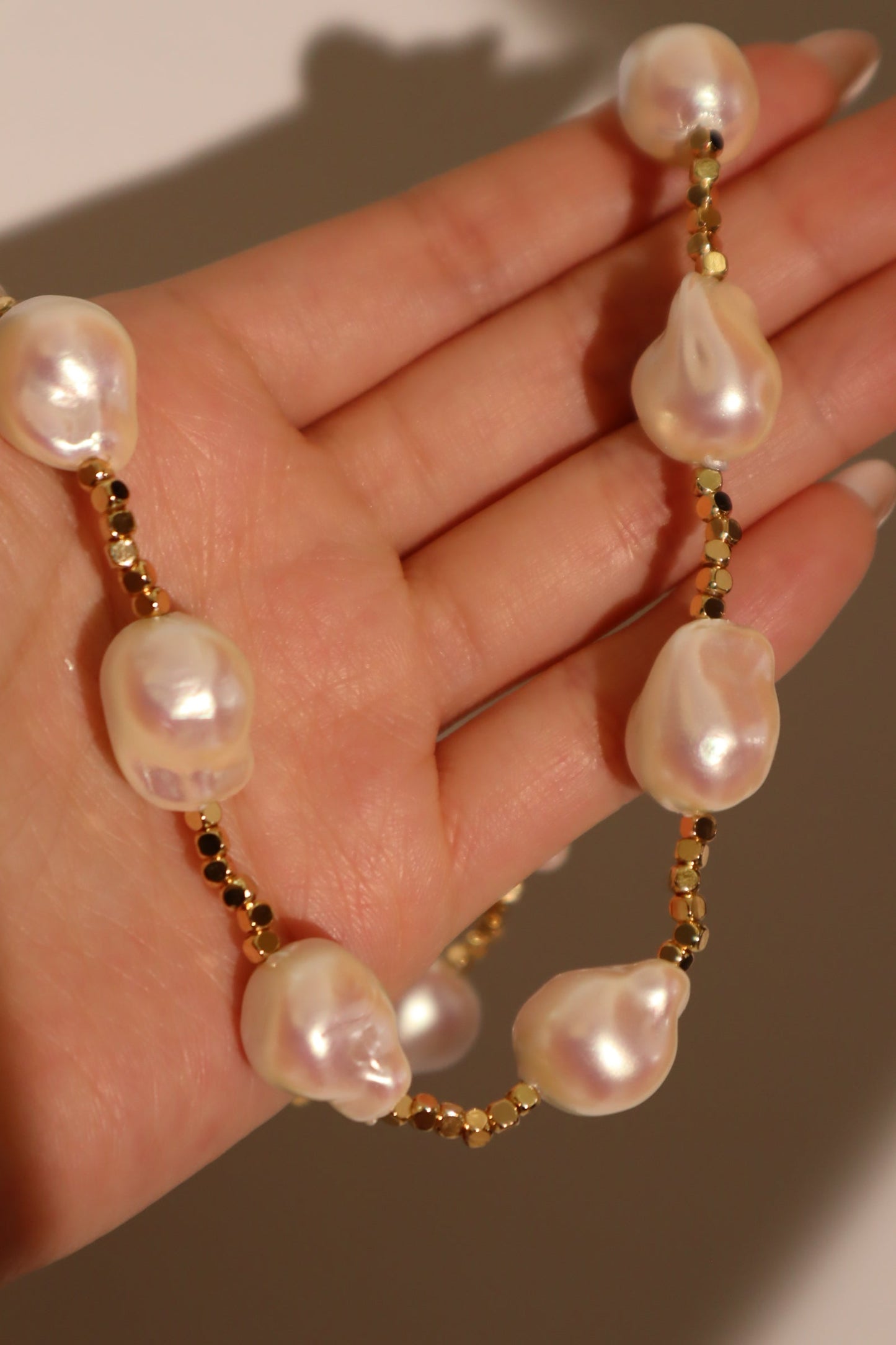 18K Real Gold Plated Multi Baroque Pearls Necklace